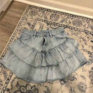 American Eagle Outfitters Light Blue Tiered Mini Skirt